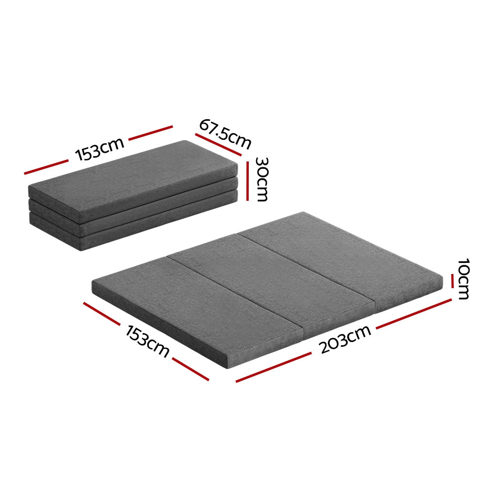 Giselle Bedding Foldable Mattress Folding Portable Bed Camping Mat Queen Grey Giselle Bedding