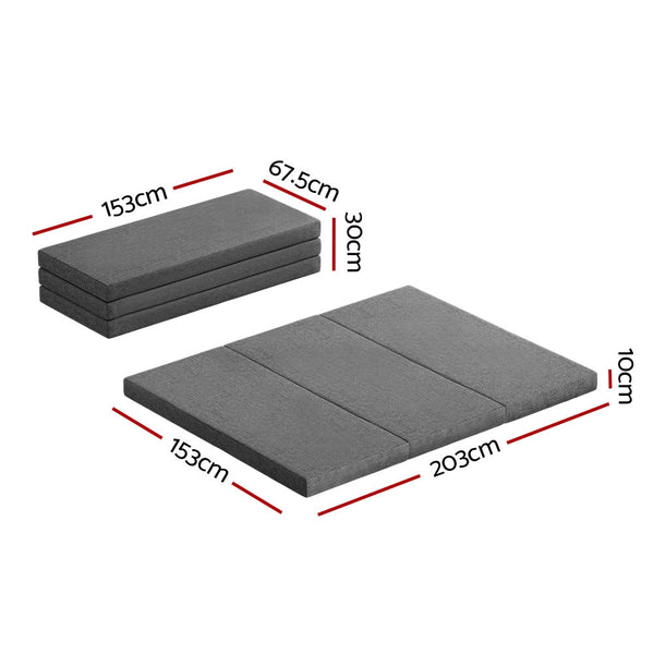 Giselle Bedding Foldable Mattress Folding Portable Bed Camping Mat Queen Grey Giselle Bedding