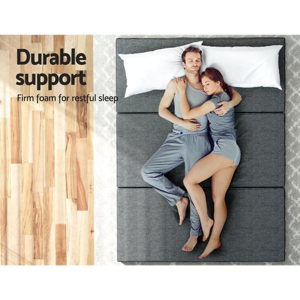 Giselle Bedding Foldable Mattress Folding Portable Bed Camping Mat Queen Grey Giselle Bedding