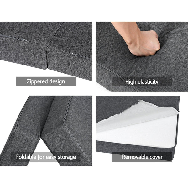 Giselle Bedding Foldable Mattress Folding Portable Bed Camping Mat Queen Grey Giselle Bedding