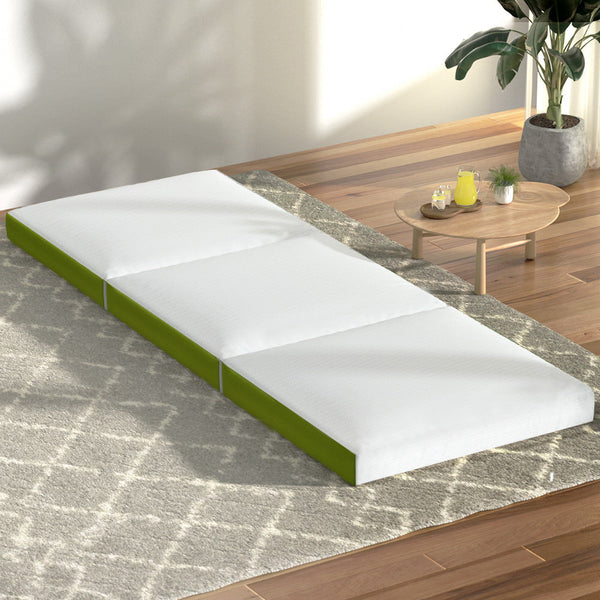 Giselle Bedding Foldable Mattress Folding Bed Mat Camping Trifold Single Green Giselle Bedding
