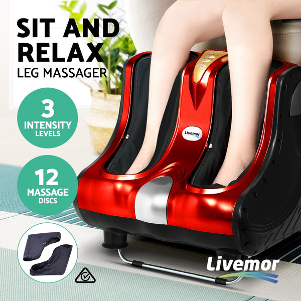 Livemor Foot Massager Shiatsu Ankle Calf Leg Massagers Circulation Enhancer Machine Red freeshipping - Awezingly