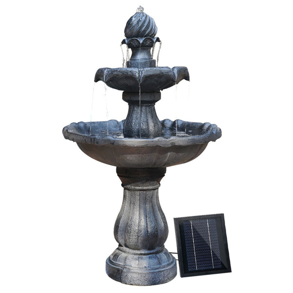 Gardeon 3 Tier Solar Powered Water Fountain - Black Gardeon