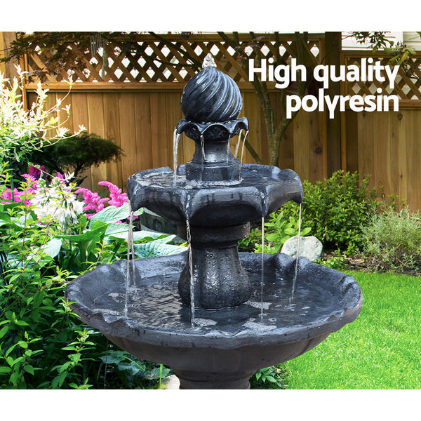 Gardeon 3 Tier Solar Powered Water Fountain - Black Gardeon