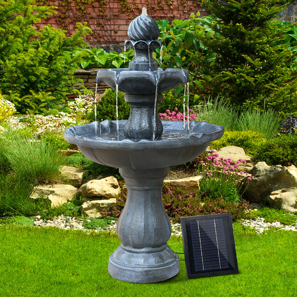 Gardeon 3 Tier Solar Powered Water Fountain - Black Gardeon