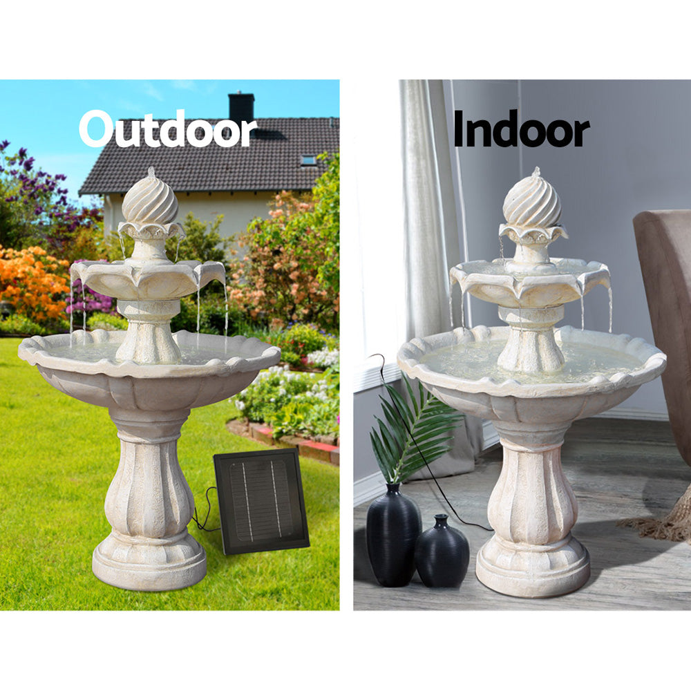 Gardeon 3 Tier Solar Powered Water Fountain - Ivory Gardeon