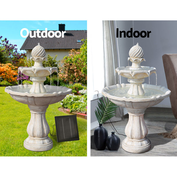 Gardeon 3 Tier Solar Powered Water Fountain - Ivory Gardeon