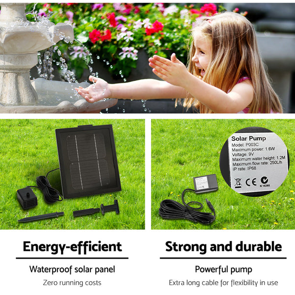 Gardeon 3 Tier Solar Powered Water Fountain - Ivory Gardeon