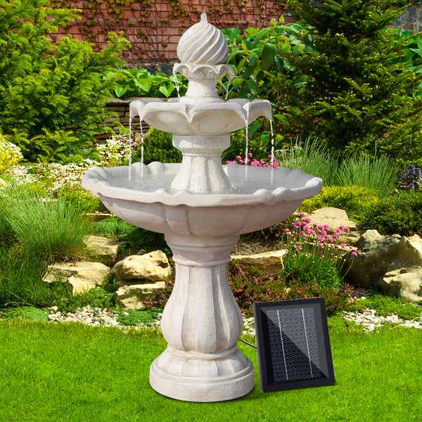Gardeon 3 Tier Solar Powered Water Fountain - Ivory Gardeon