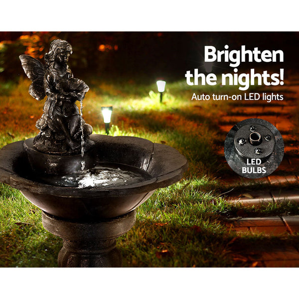 Gardeon Water Fountain Features Solar with LED Lights Outdoor Cascading Angel Gardeon