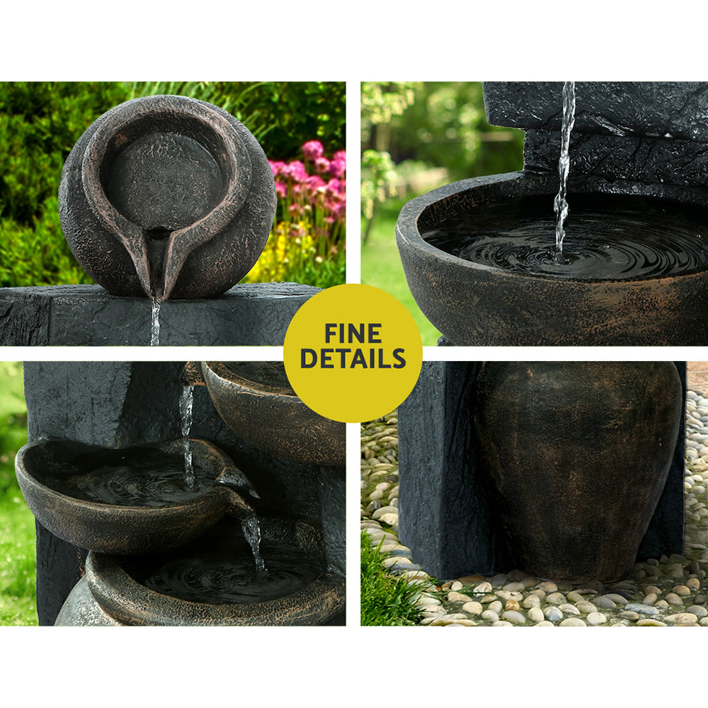 Gardeon Solar Water Fountain Features Outdoor 5 Tiered Cascading Bird Bath Gardeon