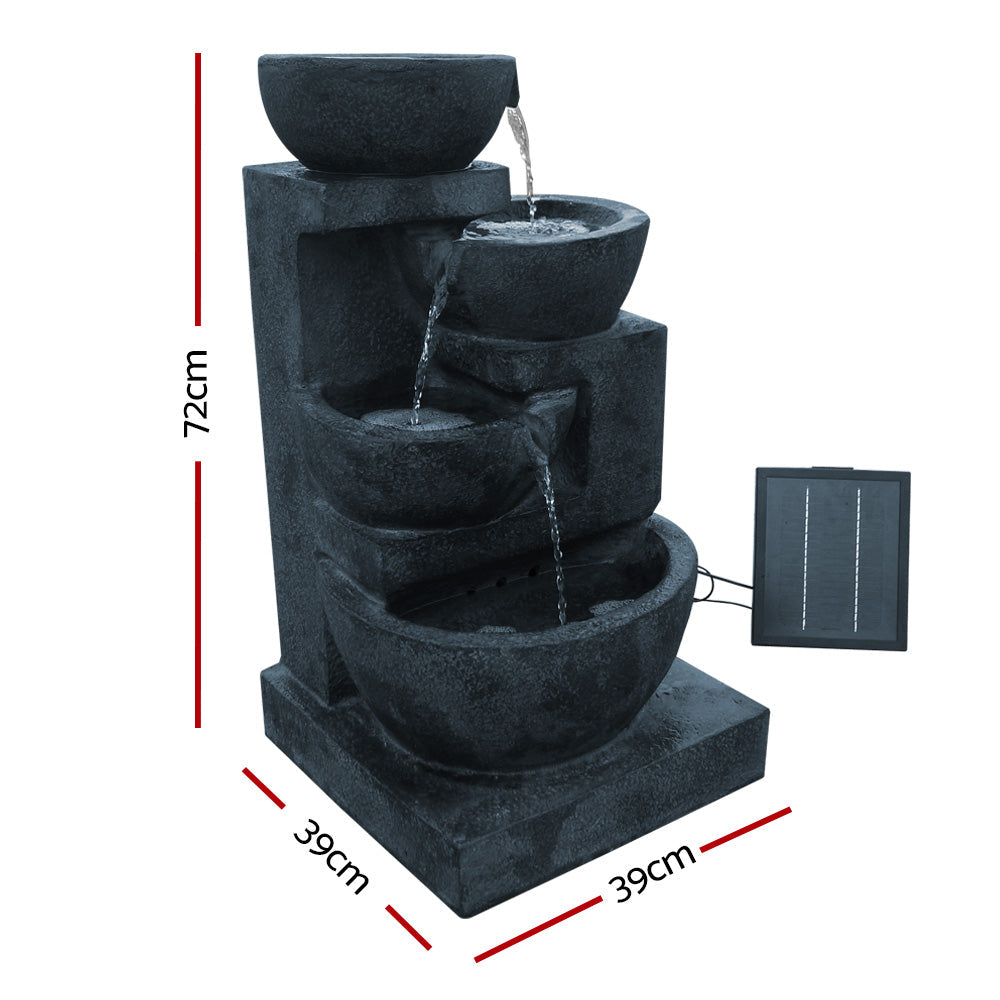 Gardeon 4 Tier Solar Powered Water Fountain with Light - Blue Gardeon