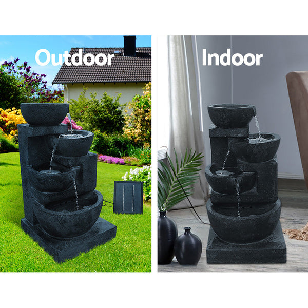 Gardeon 4 Tier Solar Powered Water Fountain with Light - Blue Gardeon