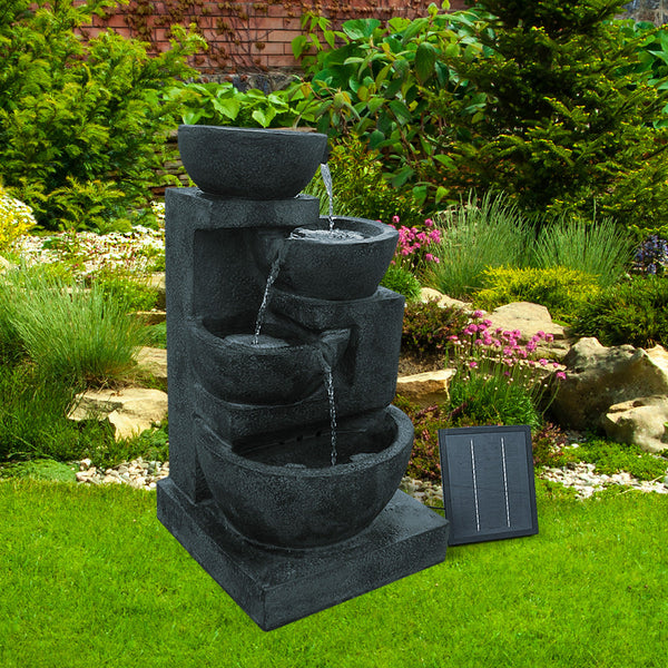 Gardeon 4 Tier Solar Powered Water Fountain with Light - Blue Gardeon