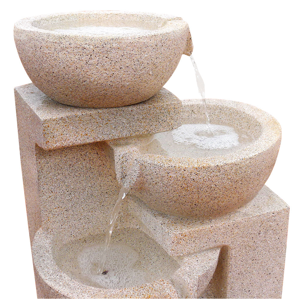 Gardeon  4 Tier Solar Powered Water Fountain with Light - Sand Beige freeshipping - Awezingly