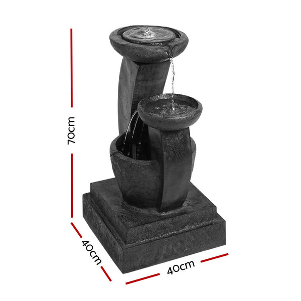 Gardeon 3 Tier Solar Powered Water Fountain with Light - Blue Gardeon