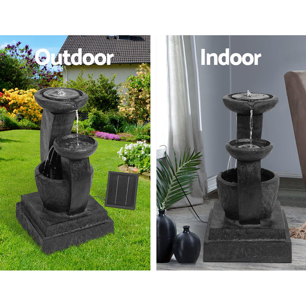 Gardeon 3 Tier Solar Powered Water Fountain with Light - Blue Gardeon