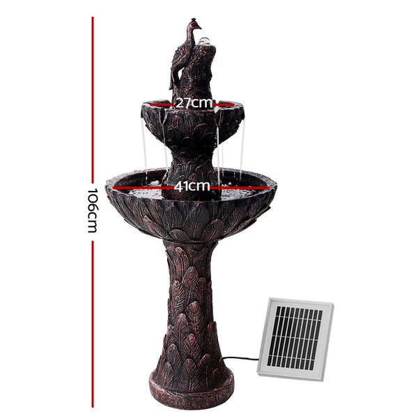 Gardeon Water Solar Fountain Outdoor Bird Bath Peacock Cascading freeshipping - Awezingly
