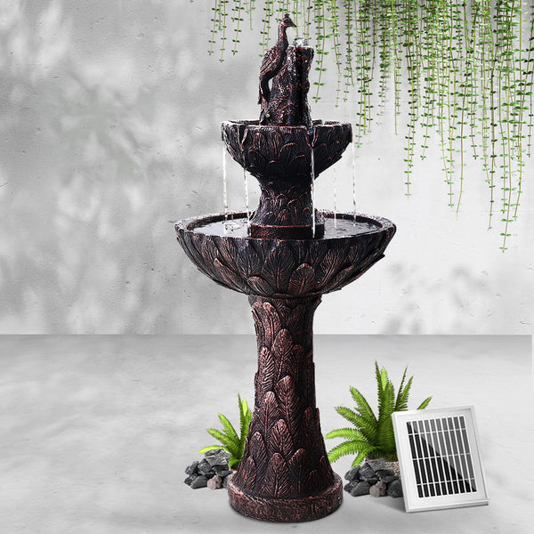 Gardeon Water Solar Fountain Outdoor Bird Bath Peacock Cascading freeshipping - Awezingly
