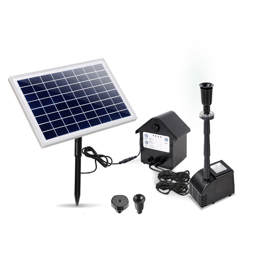Gardeon Solar Pond Pump Battery Powered Outdoor LED Light Submersible Filter Gardeon