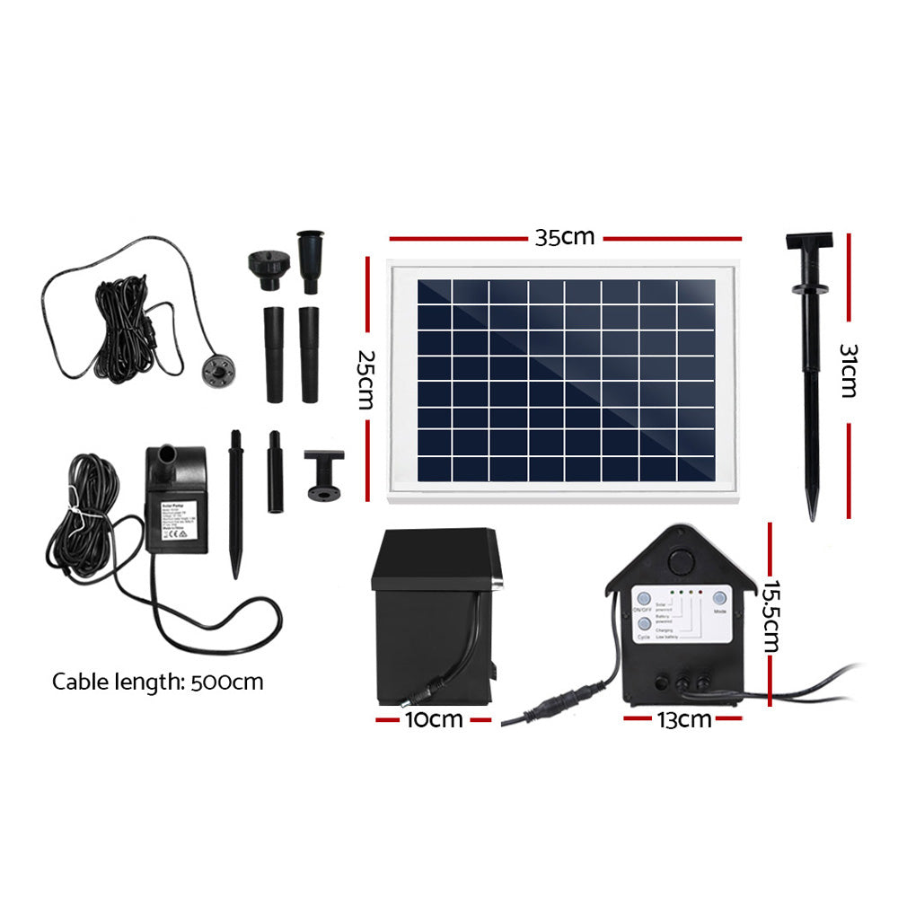 Gardeon Solar Pond Pump Battery Powered Outdoor LED Light Submersible Filter Gardeon
