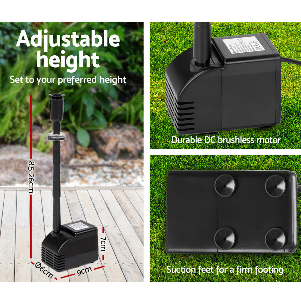 Gardeon Solar Pond Pump Battery Powered Outdoor LED Light Submersible Filter Gardeon