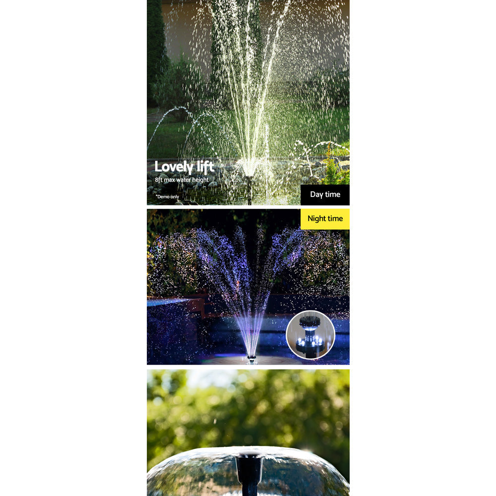 Gardeon Solar Pond Pump Battery Powered Outdoor LED Light Submersible Filter Gardeon