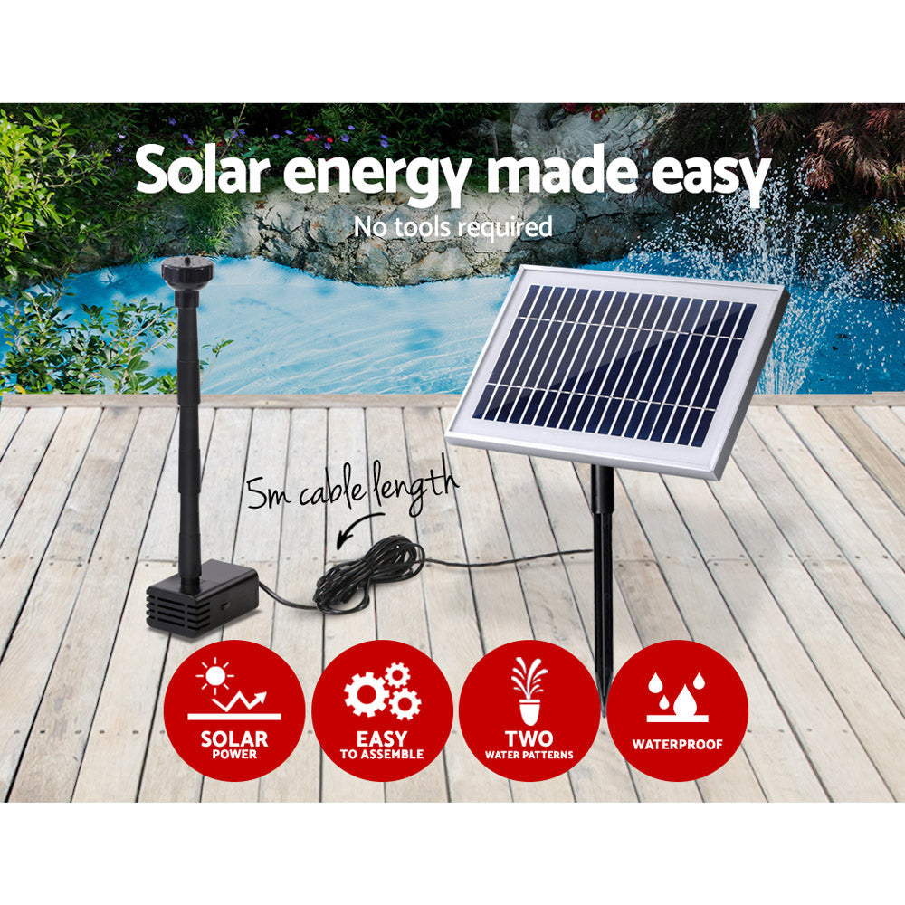 Gardeon Solar Pond Pump Powered Water Outdoor Submersible Fountains Filter 4.6FT Gardeon