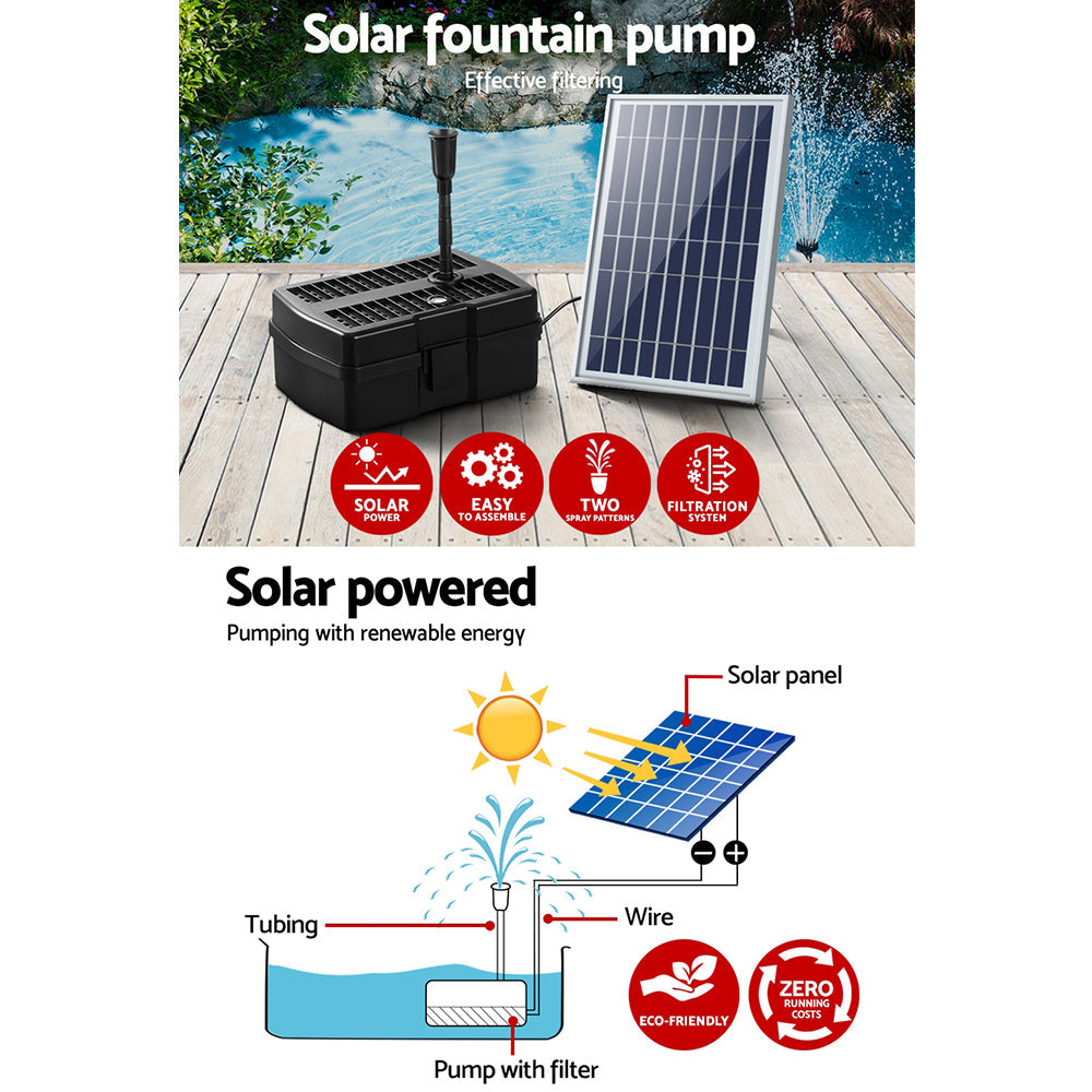 Gardeon Solar Pond Pump with Eco Filter Box Water Fountain Kit 5FT Gardeon