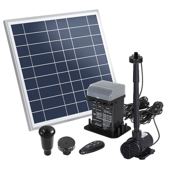 Gardeon Solar Pond Pump with Battery Kit LED Lights 9.8FT Gardeon