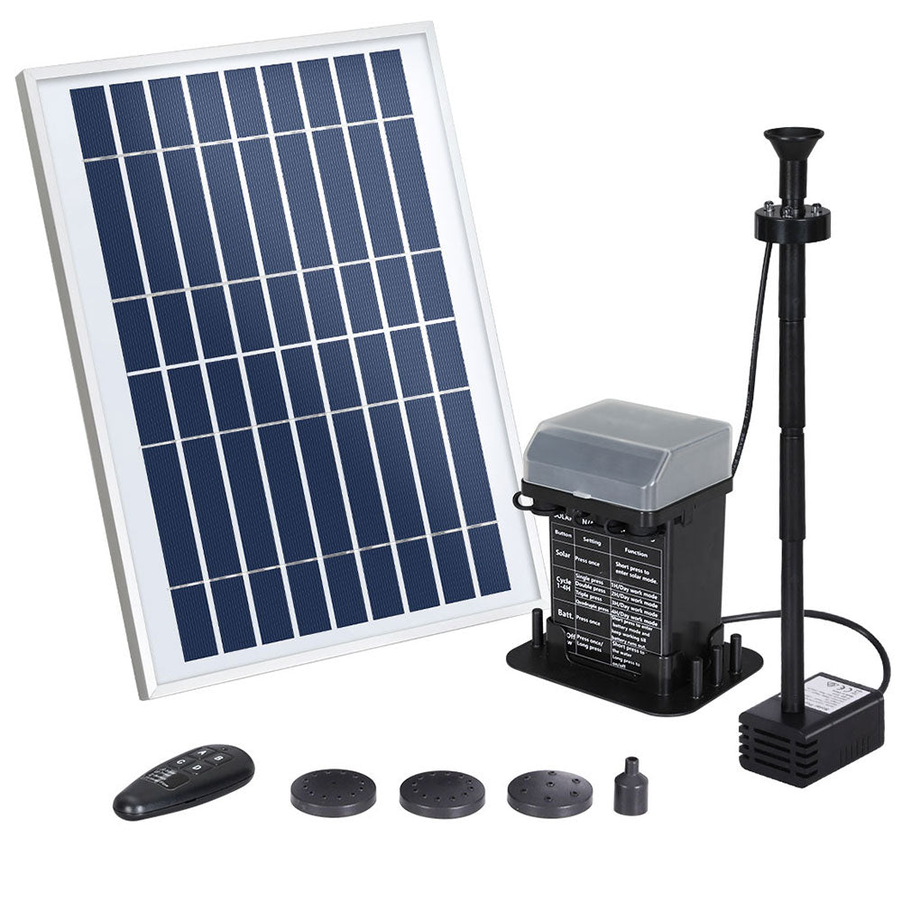 Gardeon Solar Pond Pump with Battery Kit LED Lights 5.2FT Gardeon
