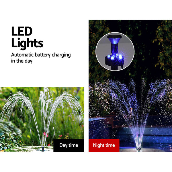 Gardeon Solar Pond Pump with Battery Kit LED Lights 5.2FT Gardeon