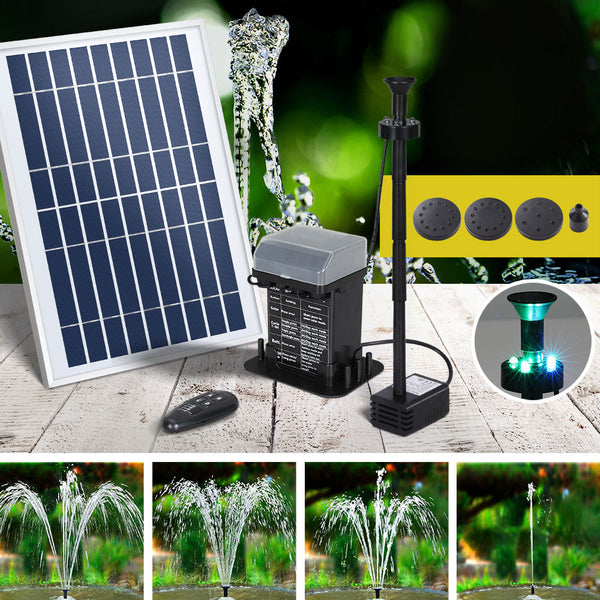 Gardeon Solar Pond Pump with Battery Kit LED Lights 5.2FT Gardeon