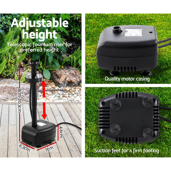 Solar Pond Pump Outdoor Garden Submersible Water Pumps with Battery Kit 4 FT Gardeon