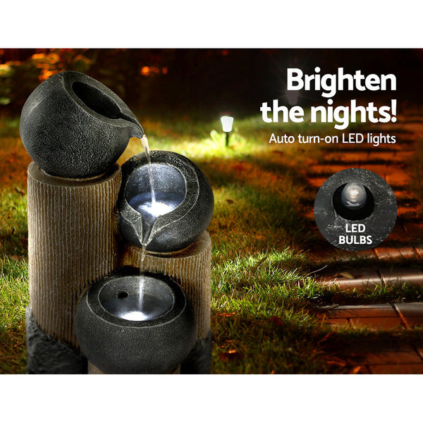 Gardeon Solar Water Fountain Features Outdoor 3 Tiered LED Lights Bird Bath Gardeon