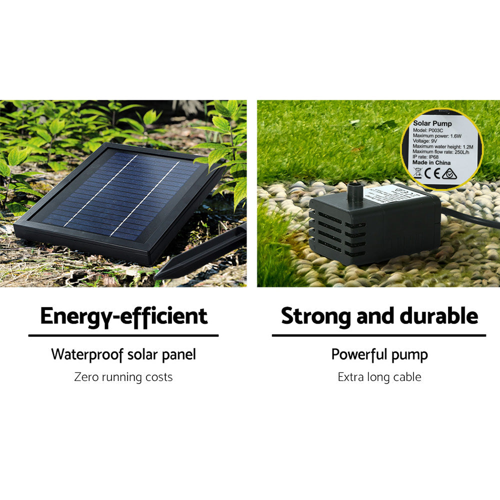 Gardeon Solar Water Fountain Features Outdoor 3 Tiered LED Lights Bird Bath Gardeon