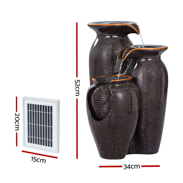 Gardeon Water Fountain Features Solar with LED Lights Outdoor Cascading 3 Tired Gardeon