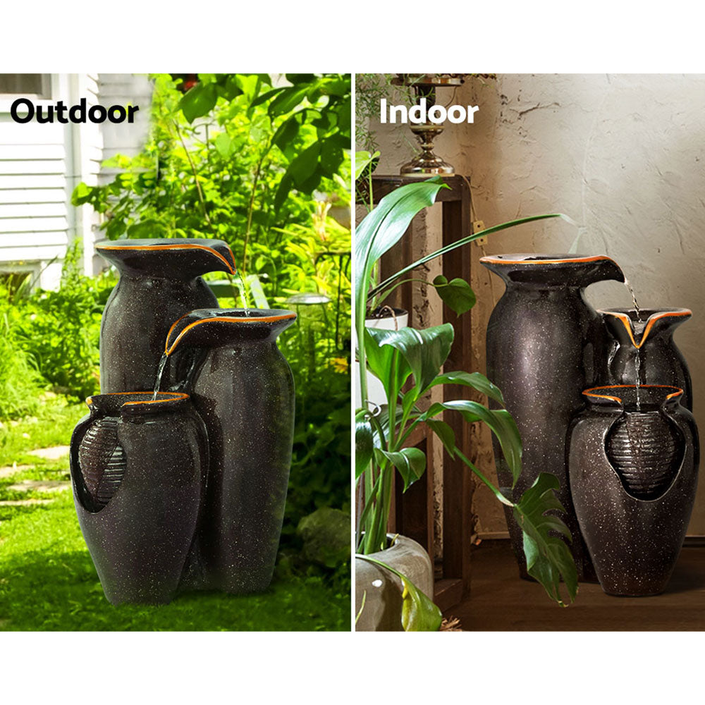 Gardeon Water Fountain Features Solar with LED Lights Outdoor Cascading 3 Tired Gardeon