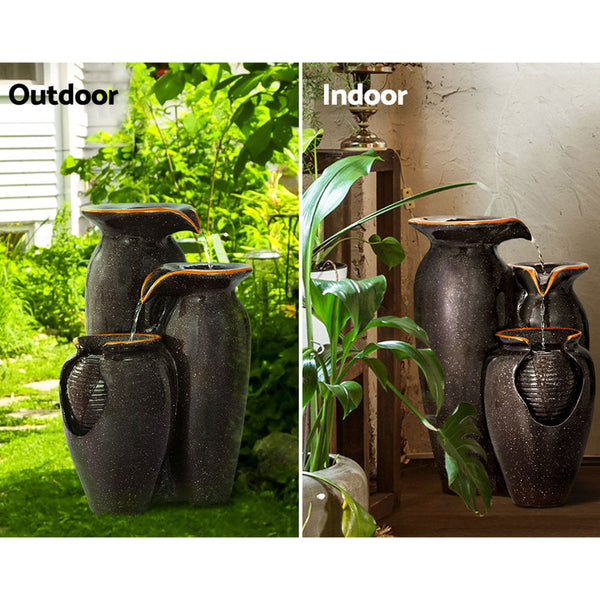 Gardeon Water Fountain Features Solar with LED Lights Outdoor Cascading 3 Tired Gardeon