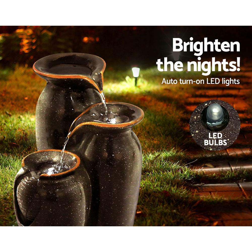 Gardeon Water Fountain Features Solar with LED Lights Outdoor Cascading 3 Tired Gardeon