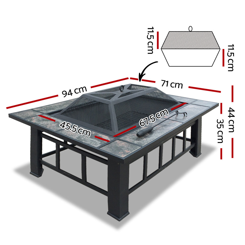 Fire Pit BBQ Grill Stove Table Ice Pits Patio Fireplace Heater 3 IN 1 freeshipping - Awezingly