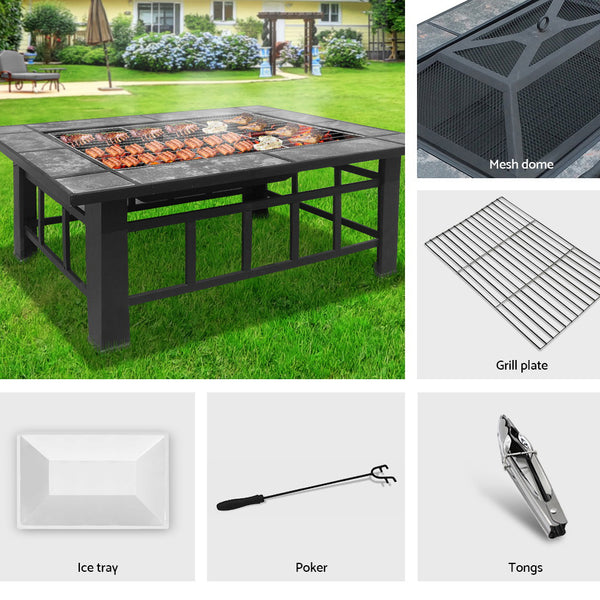 Fire Pit BBQ Grill Stove Table Ice Pits Patio Fireplace Heater 3 IN 1 freeshipping - Awezingly