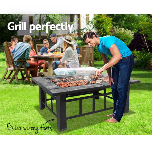 Fire Pit BBQ Grill Stove Table Ice Pits Patio Fireplace Heater 3 IN 1 freeshipping - Awezingly