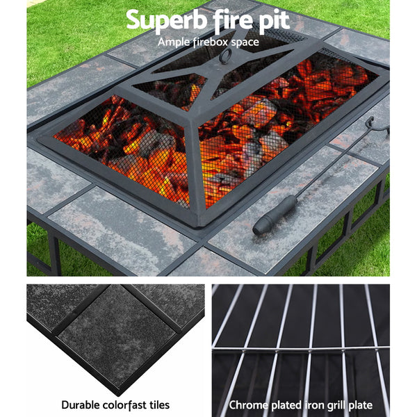 Fire Pit BBQ Grill Stove Table Ice Pits Patio Fireplace Heater 3 IN 1 freeshipping - Awezingly
