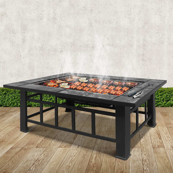 Fire Pit BBQ Grill Stove Table Ice Pits Patio Fireplace Heater 3 IN 1 freeshipping - Awezingly