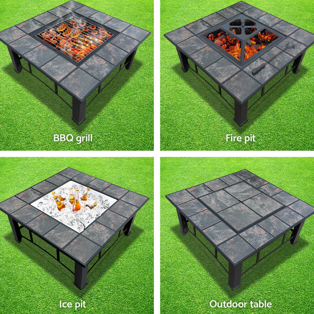 Grillz Outdoor Fire Pit BBQ Table Grill Fireplace Ice Bucket with Table Lid freeshipping - Awezingly