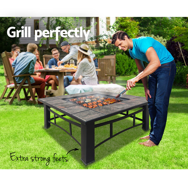 Grillz Outdoor Fire Pit BBQ Table Grill Fireplace Ice Bucket with Table Lid freeshipping - Awezingly
