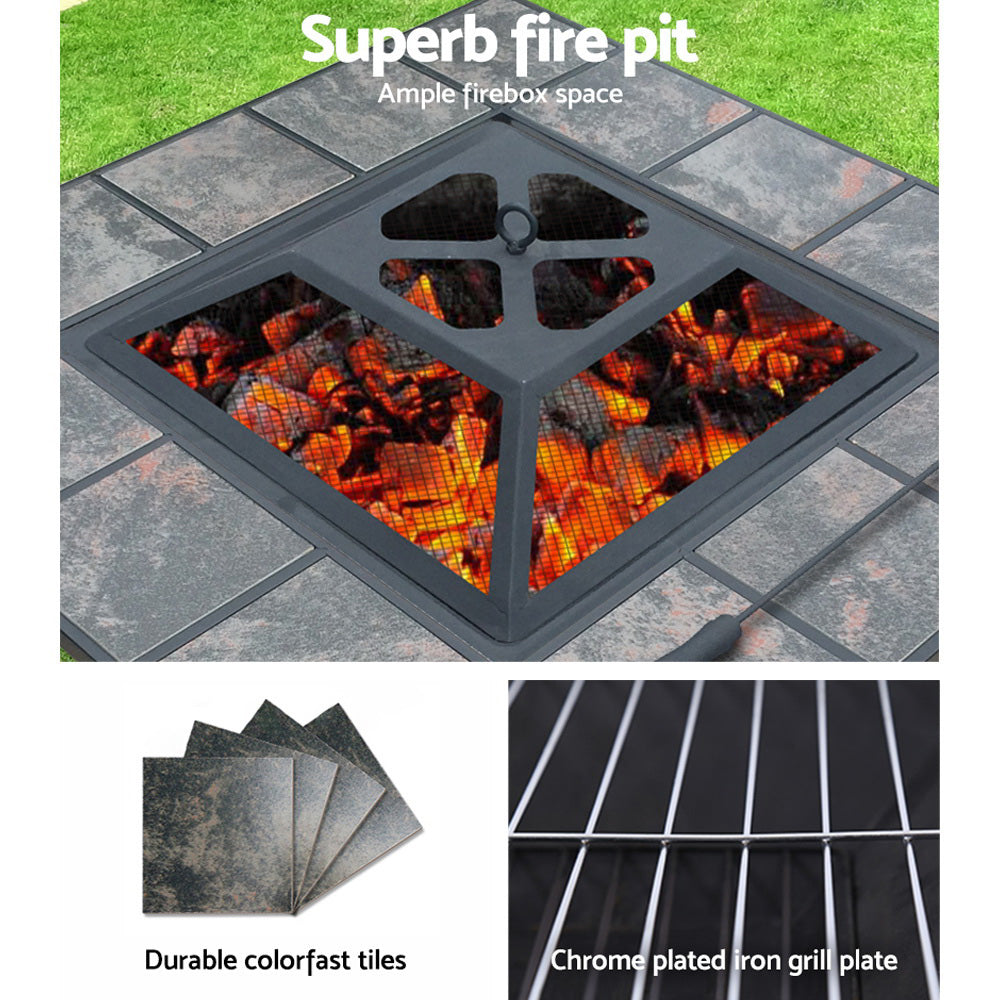Grillz Outdoor Fire Pit BBQ Table Grill Fireplace Ice Bucket with Table Lid freeshipping - Awezingly