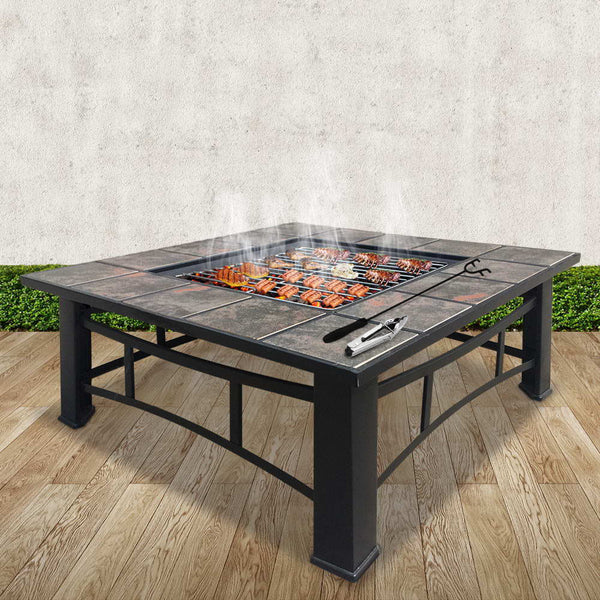 Grillz Outdoor Fire Pit BBQ Table Grill Fireplace Ice Bucket with Table Lid freeshipping - Awezingly