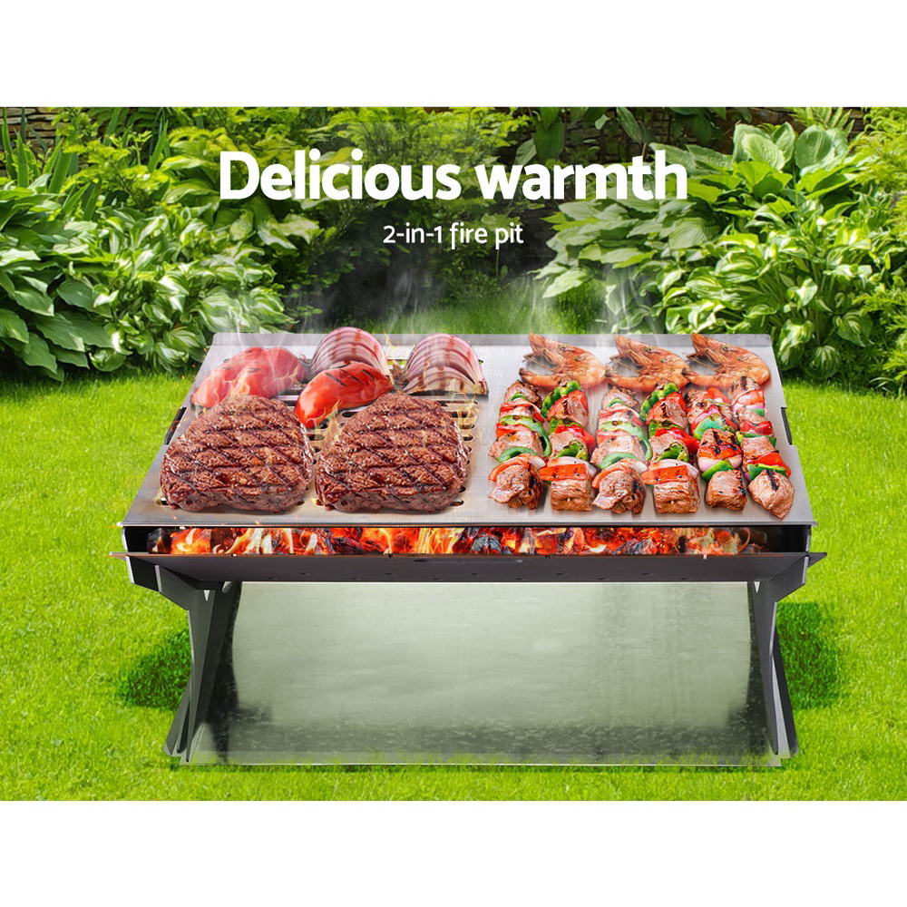 Grillz Fire Pit BBQ Outdoor Camping Portable Patio Heater Folding Packed Steel freeshipping - Awezingly
